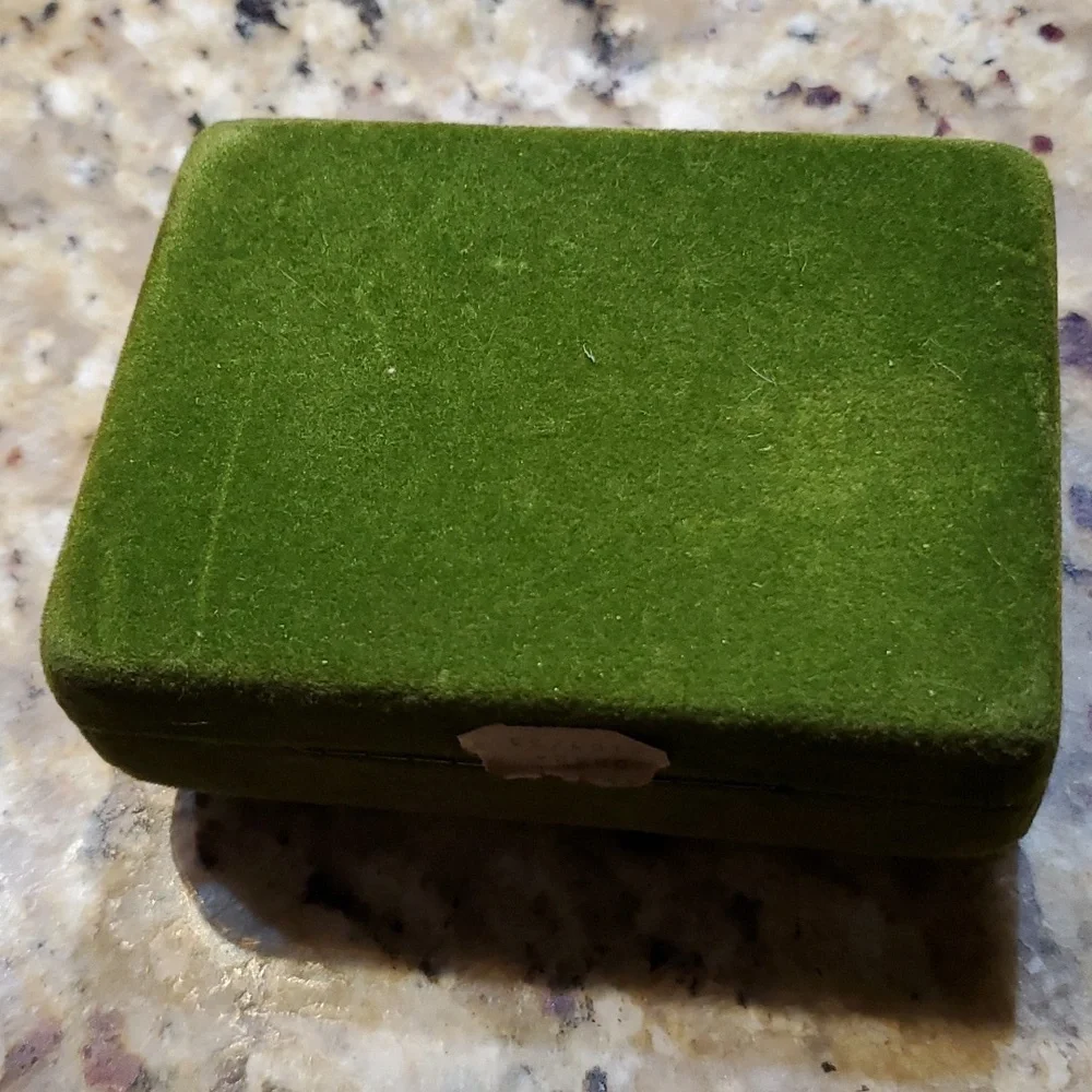Vintage Swank Gold w Green Faux Gemstone Cufflinks in Original Green Velvet Box